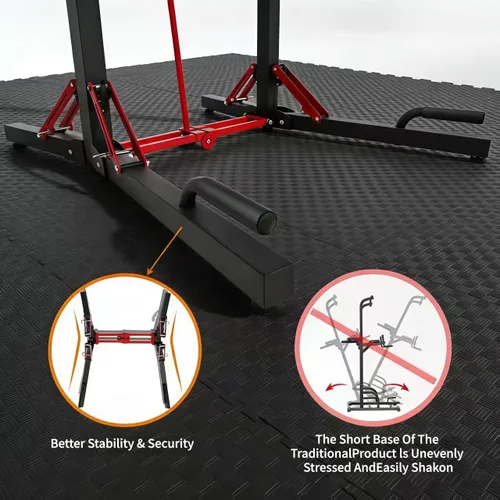 Vista 6 de ONETWOFIT Foldable Power Tower Pull Up Bar Dip Station, Multi-Function Adjustable Height, Strength Training, 400LBS Capacity