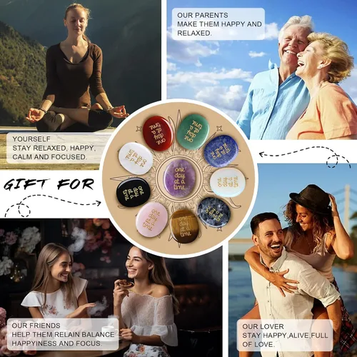 Vista 7 de QINJIEJIE Cristales de amatista pensando en ti, regalos para aliviar la ansiedad, artículos que tienes este día a la vez, inspiradores para mejor
