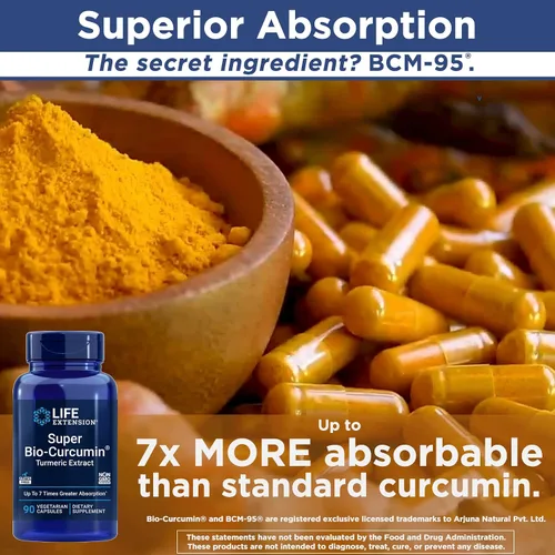 Vista 4 de Life Extension Super Bio-Curcumina Extracto de cúrcuma 400 mg, 90 cápsulas vegetarianas - Sin OMG - Altamente absorbible