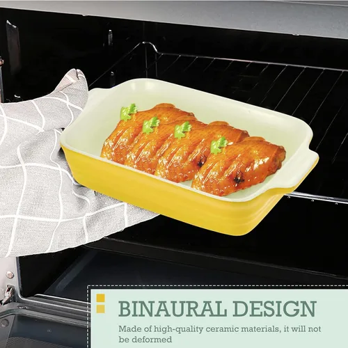 Vista 5 de Cabilock Cuenco de cerámica para hornear de gres para hornear manijas Au Gratin Dish para panes de queso
