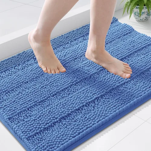 Vista 163 de Grandaily Alfombras de baño de felpilla a rayas de 24 x 16 pulgadas, extra gruesas y suaves, absorbentes, parte trasera de goma, alfombra de ducha