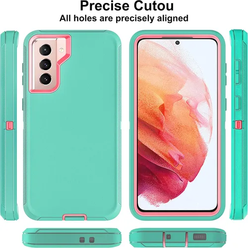 Vista 5 de Funda para Galaxy S21, S21 con protector de pantalla de TPU flexible autorreparable [2 unidades], funda de protección 3 en 1 resistente para Samsung