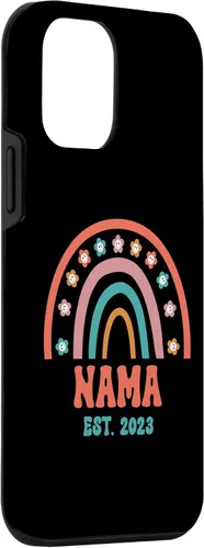 Vista 3 de iPhone 12 mini Retro Nama Groovy Grandma Est. 2023 Rainbow Boho Style Case
