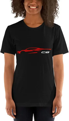 Vista 3 de Camiseta Vette de 8 generación con silueta de contorno C8 roja 2022 2023