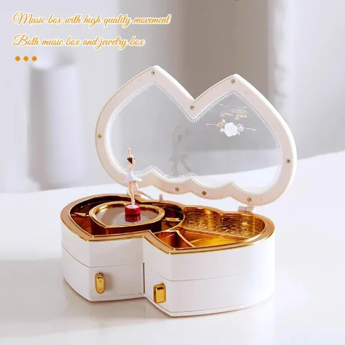 Vista 2 de Caja de joyería para niñas, cajas de música para niñas, caja de música de bailarina, caja de joyería musical, caja de música giratoria de ballet