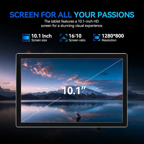 Vista 5 de Tableta Android de 10.1 pulgadas, procesador Octa-Core 2026 con almacenamiento de 64 GB, tableta WiFi 6, cámara dual de 13 MP+5MP, tableta 2 en 1