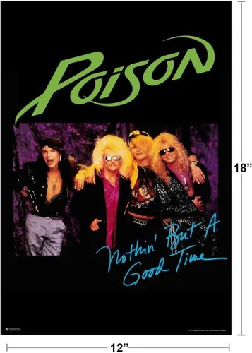 Vista 3 de Póster de Poison Nothin But a Good Time de los años 80, heavy metal de los años 90, música rock, vintage, fresco, póster de pared de 12 x 18 pulgadas