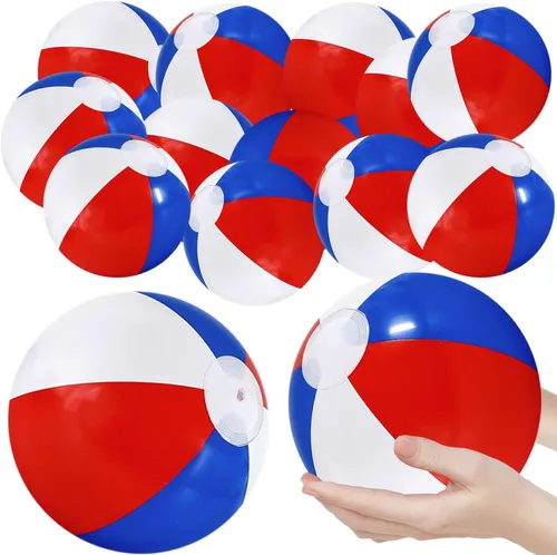 Vista 4 de The Dreidel Company Pelotas de playa patrióticas inflables con diseño de bandera de Estados Unidos para fiesta de piscina, cumpleaños, juguete