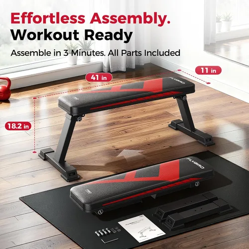 Vista 7 de FLYBIRD Foldable Flat Weight Bench for Home Gym, 600/1000 lbs Capacity with Dual Locking for Strength Training, Easy Setup & Storage for Small