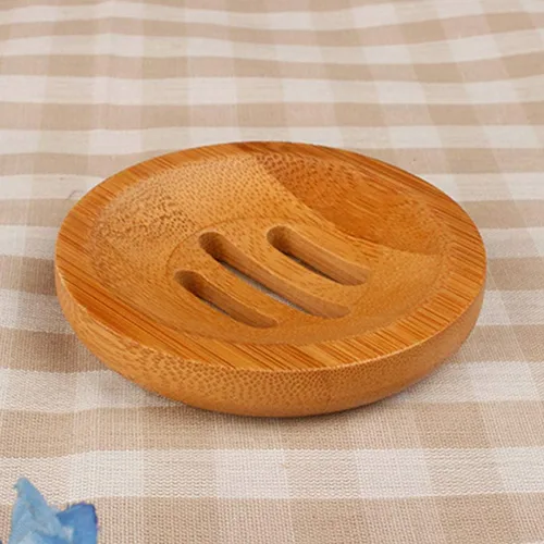 Vista 8 de 2 bandejas de bambú para jabón, soporte redondo de bambú para ducha, soporte de madera para ducha, contenedor de almacenamiento para baño, inodoro