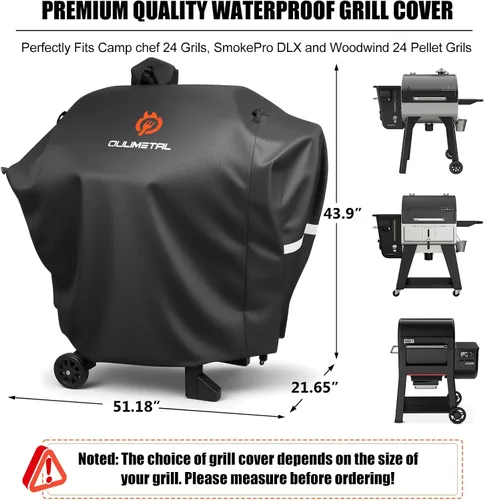 Vista 2 de Cubierta de parrilla de pellets para Camp Chef Serie 24 – DLX 24 Premium Smoker Cover impermeable y 600D resistente para Camp Chef Woodwind 24