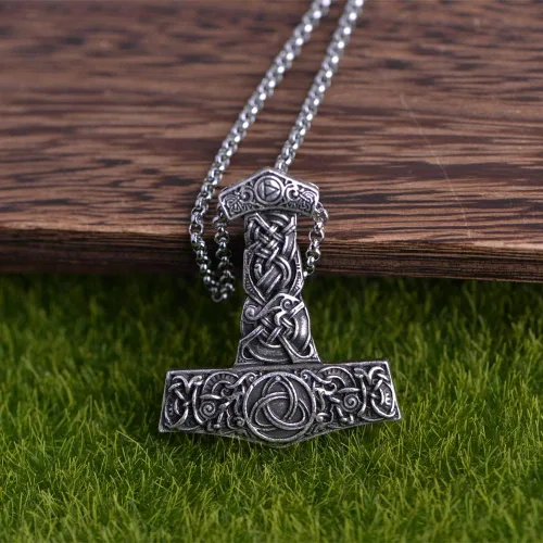 Vista 3 de LANGHONG Collar vikingo nórdico para hombre, brújula vegvisir, collar original de talismán, 1 ud