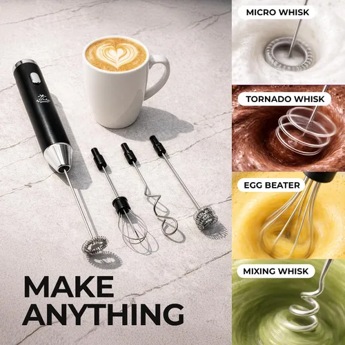 Vista 50 de Zulay Milk Boss Espumador de leche potente manual, hace espuma para latte, batidor para mezclar bebidas, café, miniespumador para capuchino, frappé