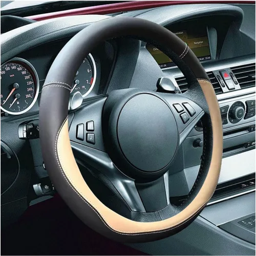 Vista 2 de LAINLOY Funda para volante de automóvil de 14.5"-15", funda de cuero de microfibra, decoración de volante antideslizante y transpirable, accesorios