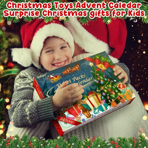 Vista 7 de HelloJoy Calendario de Adviento de Navidad 2025 para niños y niñas, calendario de cuenta regresiva de 24 días, juego de juguetes sensoriales