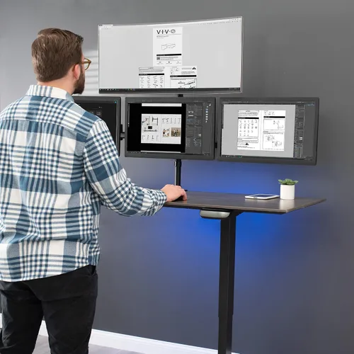 Vista 9 de VIVO Soporte articulado ajustable para monitor cuádruple, soporte articulado para 4 pantallas LCD de hasta 24 pulgadas STAND-V004Y