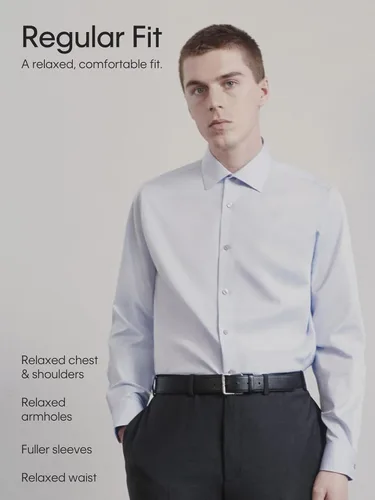 Vista 5 de Calvin Klein Camisa de vestir con puños franceses de espiga y ajuste regular para hombre