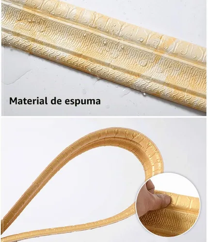 Vista 4 de Moldura flexible autoadhesiva de 90 x 3 pulgadas, líneas de pared decorativas adhesivas 3D, líneas de borde para el hogar, oficina, hotel Gris