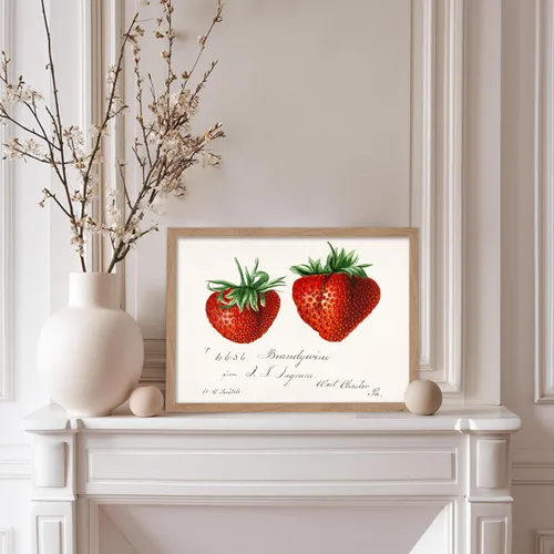 Vista 5 de Poster Master Póster vintage de fresas, impresión retro de fresas, arte de alimentos y frutas, regalo para veganos, vegetarianos, amantes