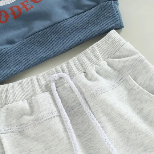 Vista 6 de Ropa para bebé niño, sudadera de manga larga con cuello redondo y estampado de vaca, pantalones largos para correr, otoño, invierno, traje