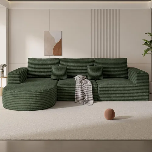 Vista 13 de Sofá modular modular de 110 pulgadas, sofás de nube para sala de estar, sofá en forma de L con asiento profundo, sofá deshuesado con diván, no Gris