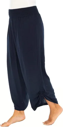 Vista 3 de Back From Bali Pantalones holgados bohemios de pierna ancha para mujer, pantalones recortados de rayón para verano, playa, cintura fruncida (S-4XL)