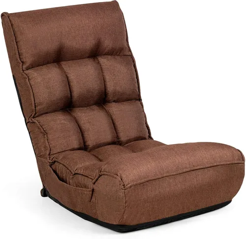 Vista 11 de DORTALA Silla de Piso Plegable para Adultos, Silla Gaming de Espuma con Memoria con Soporte Ajustable para Cabeza y Espalda de 5 Posiciones, Asiento