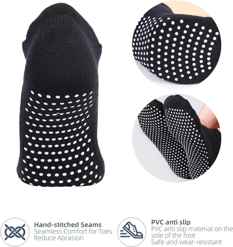 Vista 4 de Rolxmed Calcetines de agarre de yoga acolchados antideslizantes sin ampollas para pilates, ejercicio en casa para mujeres y hombres (2 parespaquete)