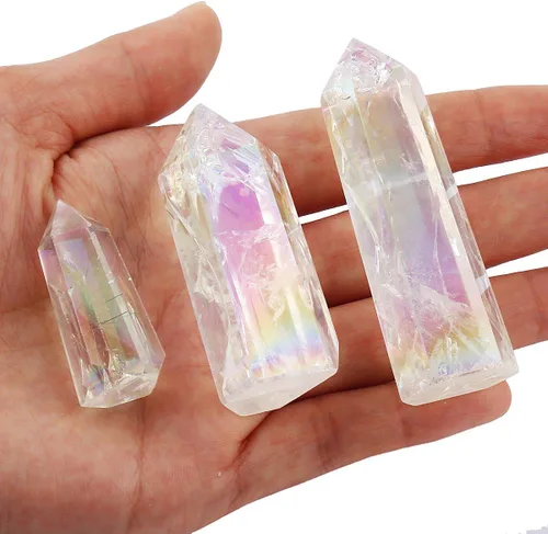 Vista 3 de mookaitedecor Varitas de cristal curativo, 6 facetas de un solo punto para meditación de chakras, reiki, decoración del hogar, ángel aura cuarzo