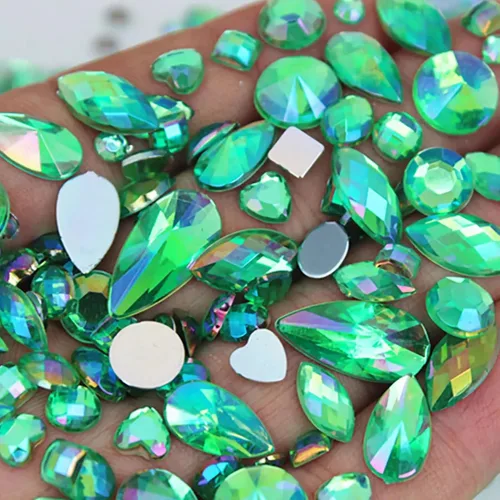 Vista 15 de 1000 gemas de cristal AB de diamantes de imitación coloridos, joyas de piedras preciosas acrílicas con parte trasera plana, manualidades