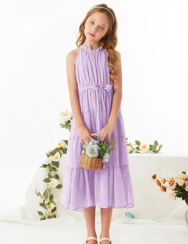 Vista 4 de GRACE KARIN Vestido largo de verano sin mangas para niñas de 5 a 14 años