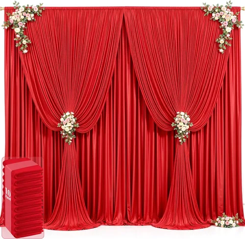 Vista 24 de 20 pies x 12 pies Cortinas de Telón de Fondo Azul Bebé Sin Arrugas para Bodas y Fiestas, Telón de Fondo de Tela Azul, Cortinas para Bodas
