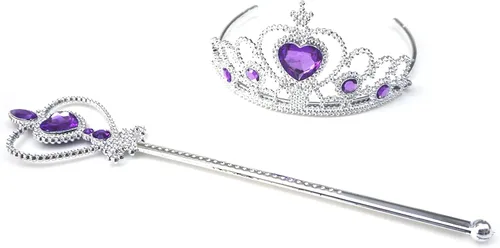 Vista 18 de Juego de tiara y varita de corona princesa Elsa - Joya de corazón de plata Azul