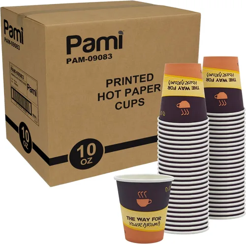 Vista 8 de PAMI Vasos de papel para café caliente de 8 onzas, [Paquete de 50], desechables, para llevar para bebidas calientes, vasos de papel de un solo uso