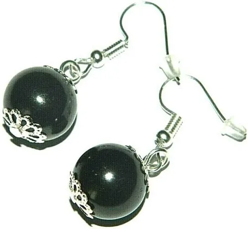 Vista 8 de ARETES SHUNGITE 0.472 in perlas