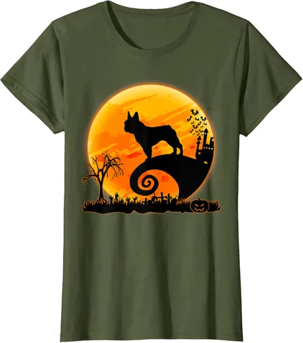 Vista 105 de Camiseta divertida de disfraz de Halloween para perro y luna de Bulldog francés, Negro, S