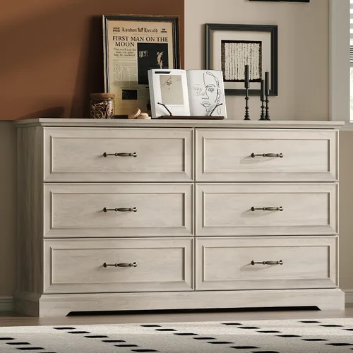 Vista 14 de Cómoda rústica de 3 cajones para dormitorio, cómoda moderna de 24 pulgadas de ancho con cajones profundos y asas de barra, mesita de noche de madera