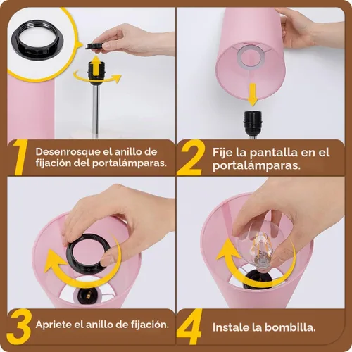 Vista 6 de Lámpara de escritorio Yarra-Decor con puerto USB, lámpara de mesa con control táctil de 3 niveles de brillo, lámpara de mesita redonda con pantalla