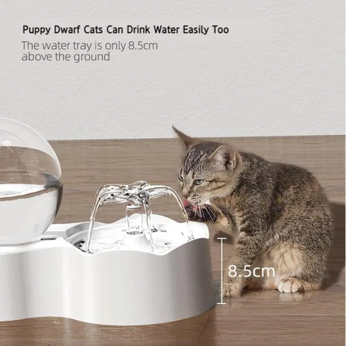 Vista 2 de Dispensador de agua y alimentos para gatos, alimentador automático 2 en 1, fuente de agua, juego de cuencos de comida de 78 oz/2.3 L, dispensador