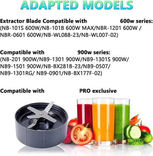 Vista 6 de Piezas de repuesto para licuadora, compatibles con NutriBullet, licuadoras de 600 W / 900 W PRO, cuchilla extractora y vasos enormes de 32 onzas, a