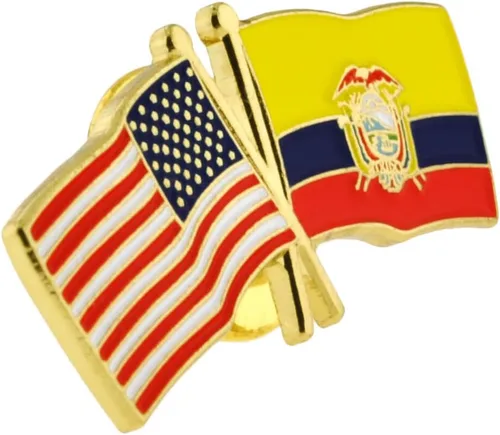 Vista 159 de PinMart Pin de solapa esmaltado con bandera de la amistad cruzada de Estados Unidos y el mundo