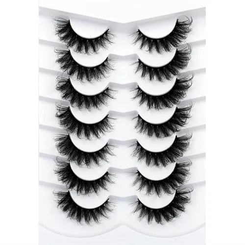 Vista 14 de Pooplunch - Pestañas postizas estilo ojo de gato, extensión de volumen 8D natural, finas, cortas, de visón sintético, tiras de pestañas postizas