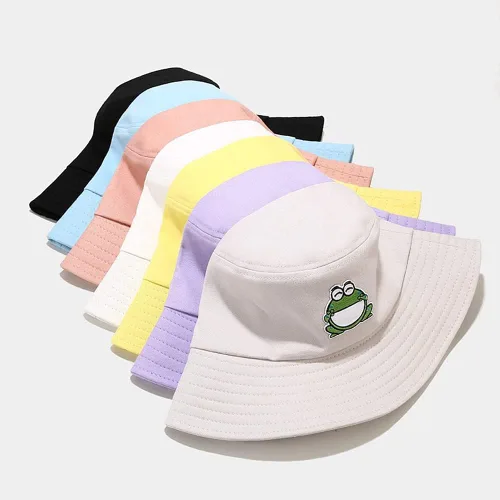Vista 4 de Unisex bordado rana cubo sombrero lindo moda pescador gorra (blanco), Blanco
