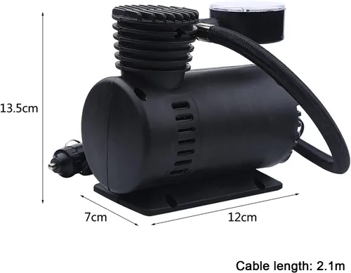Vista 2 de Mini compresor de aire portátil, bomba de inflado de neumáticos eléctrica de 12 V, manómetro de presión de 300 PSI, para automóvil, bicicleta