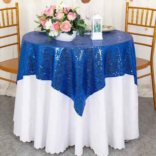 Vista 43 de ShinyBeauty Mantel Cuadrado Pequeño de 36 x 36 Pulgadas Mantel de Lentejuelas Azul Bebé Cubierta de Mesa con Purpurina Superposición Cuadrada