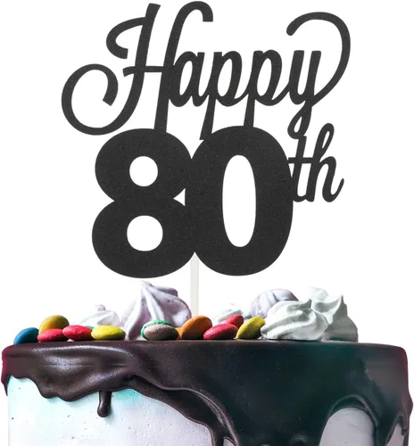 Vista 31 de LINGTEER - Decoración para pastel con texto "Happy Birthday 100", color negro
