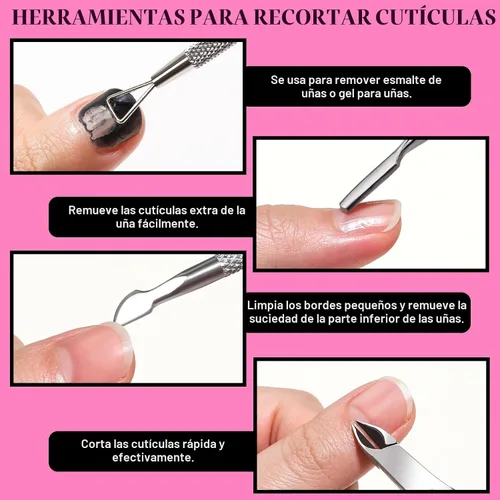 Vista 4 de FANDAMEI Kit de cuidado de uñas, limas de uñas 100/180, bloque de pulidor de uñas, pinzas de cutícula, cortador de cutícula, empujador de cutícula