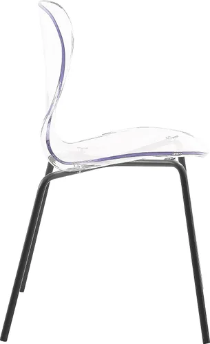 Vista 6 de Meridian Furniture Clarion Collection Modern - Silla de comedor apilable de policarbonato Lucite contemporánea con patas de metal resistentes, juego