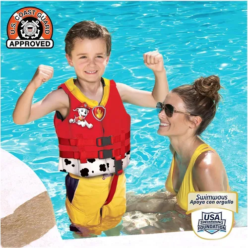 Vista 5 de [Usado] SwimWays Nickelodeon Patrulla Canina Chaqueta de vida para aprender a nadar aprobada por la USCG para niños, Skye Colorful Life Jacket