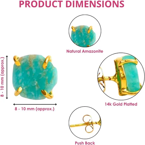 Vista 66 de Gempires Natural Raw Prong Setting Stud Earrings, 8-10 mm Crystals Earring, Handmade Jewelry, Gift for Her
